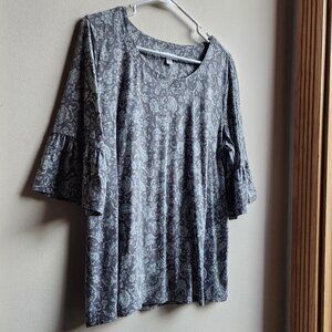 J. Jill Paisley Floral Poet Style Scoop Neck Jersey Size Medium